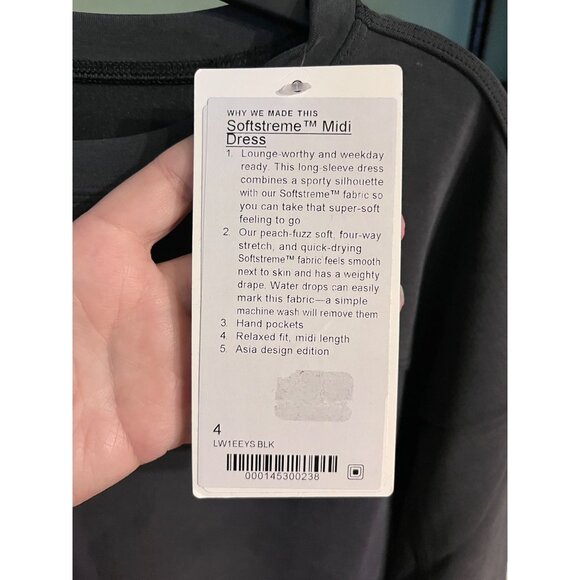 Lululemon Softstreme Midi Dress Black Long Sleeve Lounge & Sporty Size 4 - Picture 4 of 6